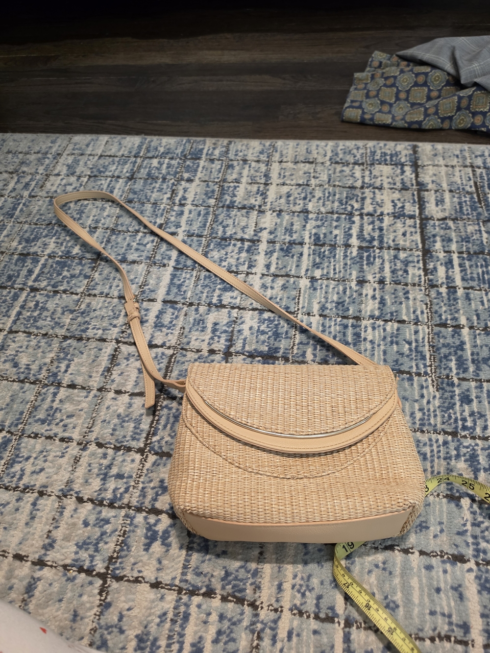 Woven Beige Crossbody Bag with Adjustable Strap